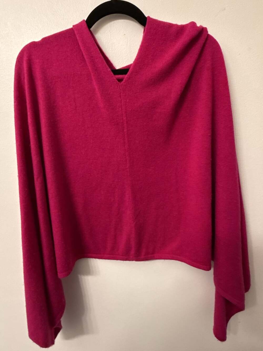 Fuchsia Cashmere Hand Made Hooded Poncho Cape